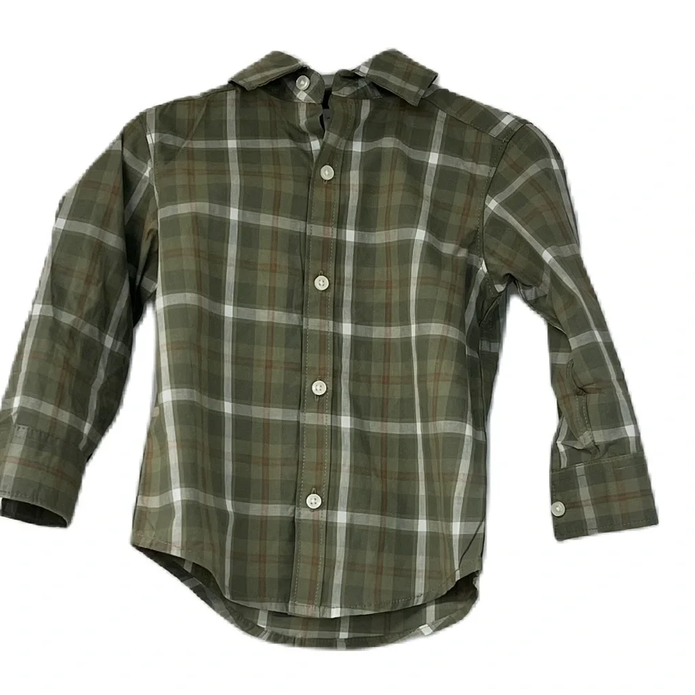 Carters boy 2 piece green plaid button front shirt & jeans sz 2Tcasual play NWOT